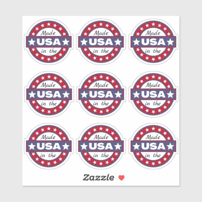Sticker Fabriqué aux Etats-Unis Stars Rouge Blanc Bleu Edi (Feuille)