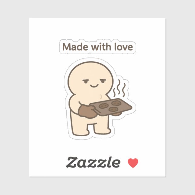 Sticker Fabriqué avec amour (et peut-être brûlé un peu) (Feuille)