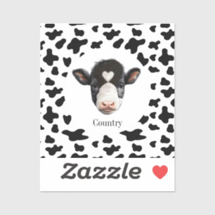 Sticker Face de vache noire et blanche