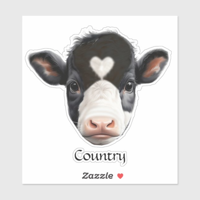 Sticker Face de vache noire et blanche (Feuille)