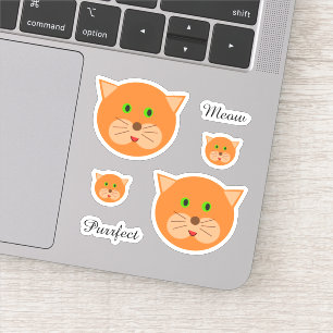 Sticker Face et texte de chat orange mignon