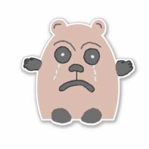 Sticker face triste avec ours