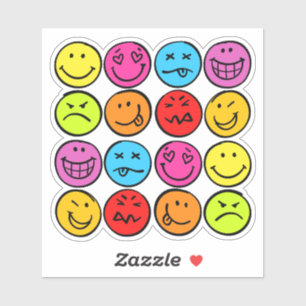 Sticker Faces colorées amusantes