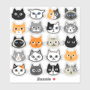 Sticker Faces de chat Chats mignons, amusants et ennuyeu