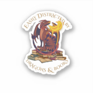 Sticker Facilement Distrait Par Dragons Et Livres Cadeaux 