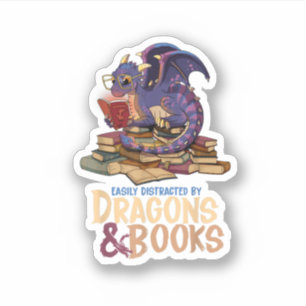 Sticker Facilement Distrait Par Dragons Et Livres Livre Dr