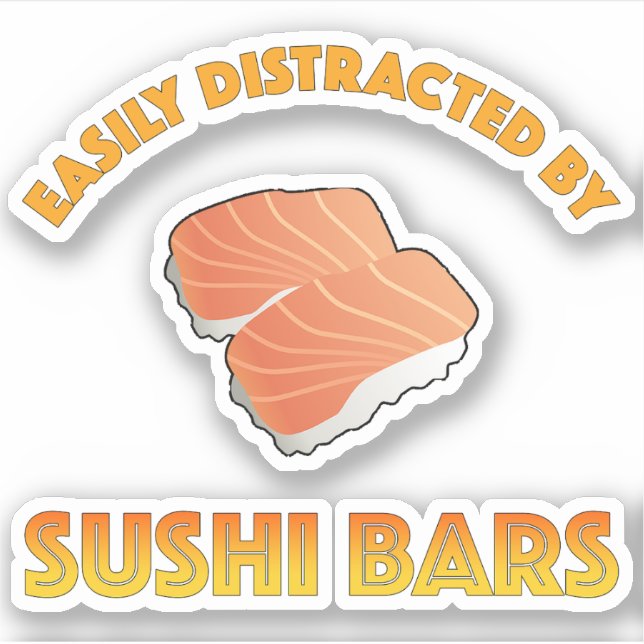 Sticker Facilement Distrait Par Les Bars À Sushi (Devant)