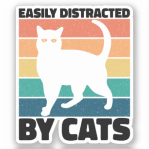 Sticker Facilement distrait par les chats chaton kawaii Dr