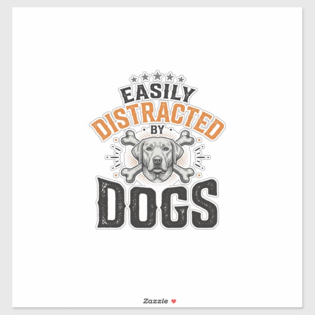 Sticker Facilement Distrait Par Les Chiens Conception De C (Feuille)
