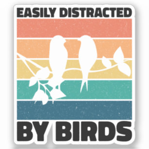 Sticker Facilement Distrait Par Les Oiseaux Ornithologue A