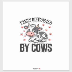 Sticker Facilement distrait par les vaches Graphique de va