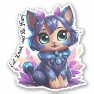 Sticker Fae Cat - "Mange, Bois et Sois Feu"