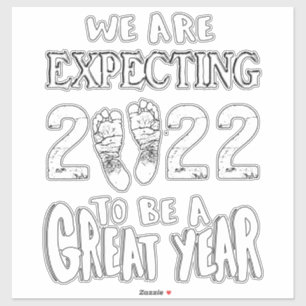 Sticker Faire-part de grossesse 2022 Nous Nous Attendons