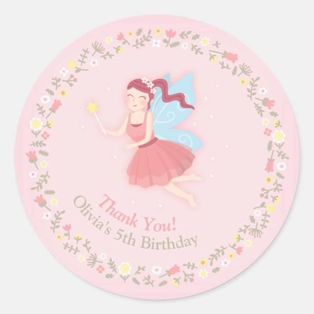 Sticker Fairy Girl Spring Floral Rose Merci (Devant)