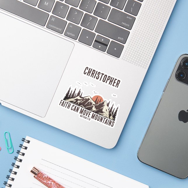 Sticker Faith Can Move Mountains Christian Gift Camping (Ordinateur portable avec iPhone)