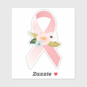 Sticker Faith Hope Cure Cancer du Sein Ruban & Flore