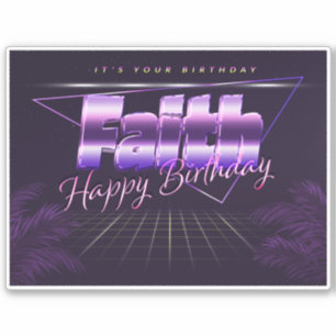 Sticker Faith Name Prénom lila retro