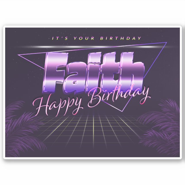 Sticker Faith Name Prénom lila retro (Devant)