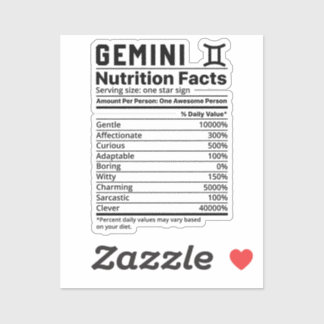 Sticker Faits nutritionnels de Gemini