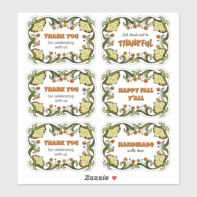 Sticker Fall Thanksgiving Fun Cheerful CC0144 Party Set (Feuille)
