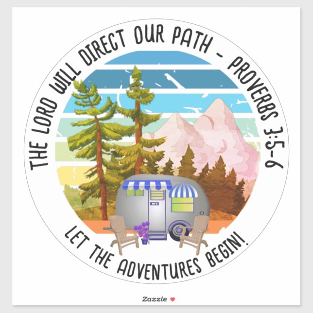 Sticker Famille chrétienne Été Camping Van Life (Feuille)