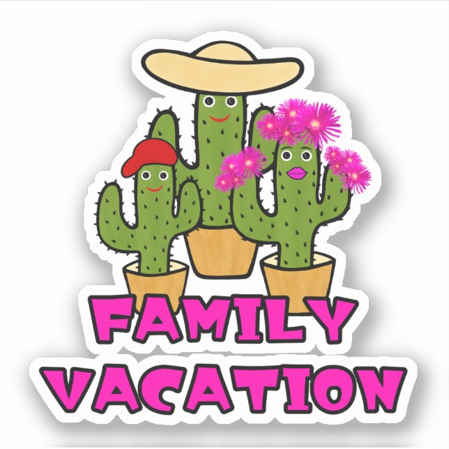 Sticker Famille de cactus mignons (Devant)