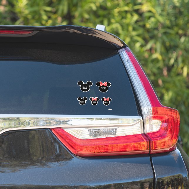Sticker Famille Mickey & Minnie personnalisée de 5 (Côté voiture)