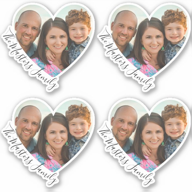 Sticker Family Heart Photo Elegant Sweet Script (Devant)