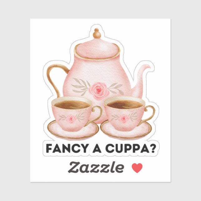 Sticker  "Fancy a Cuppa?" (Feuille)