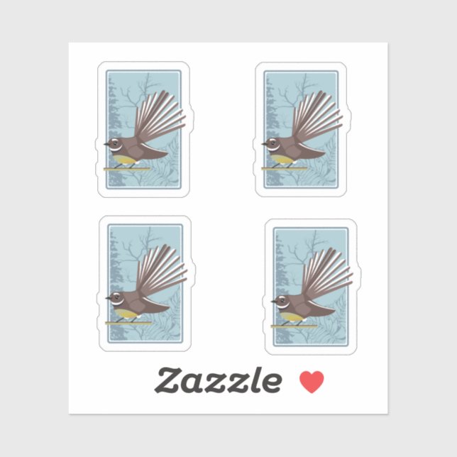 Sticker Fantail New Zealand bird Vector (Feuille)