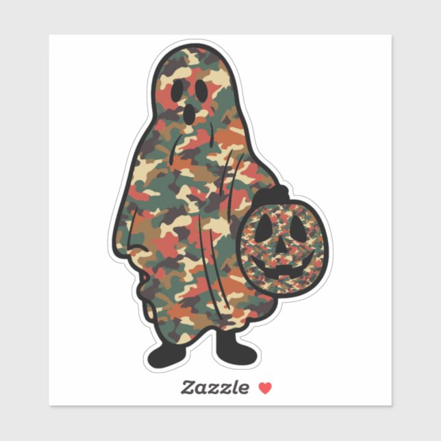 Sticker Fantôme et Citrouille en Camouflage (Feuille)