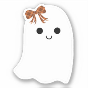 Sticker Fantôme fille mignonne avec Halloween en cul plaid