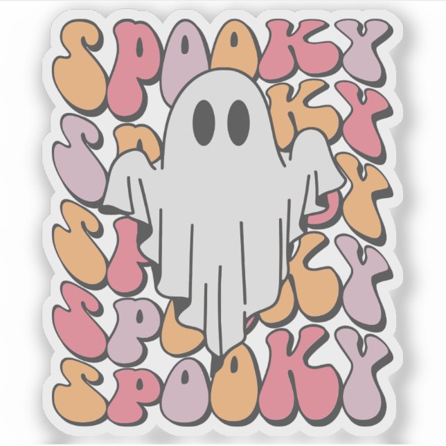 Sticker Fantôme rétro éffrayant (Devant)