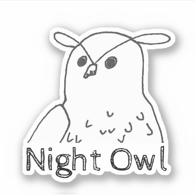 Sticker Faune dessinée à la main Nature Bird Night Owl (Devant)