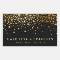 Sticker Faux Black and Gold Foil Confetti Favorise