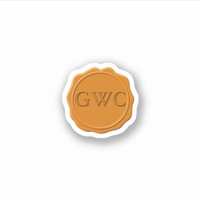 Sticker Faux Cuivre Cire Sceau Monogramme Personnalisé (Devant)