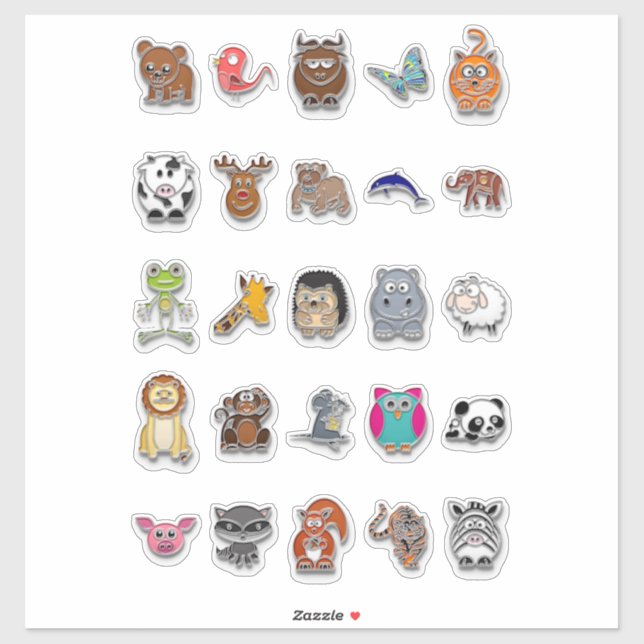 Sticker Faux Enamel Pin Animaux (Feuille)