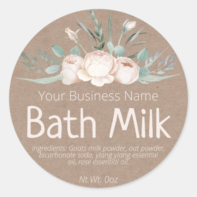 Sticker Faux Kraft Étiquette Pour Lait Bain Maison (Devant)