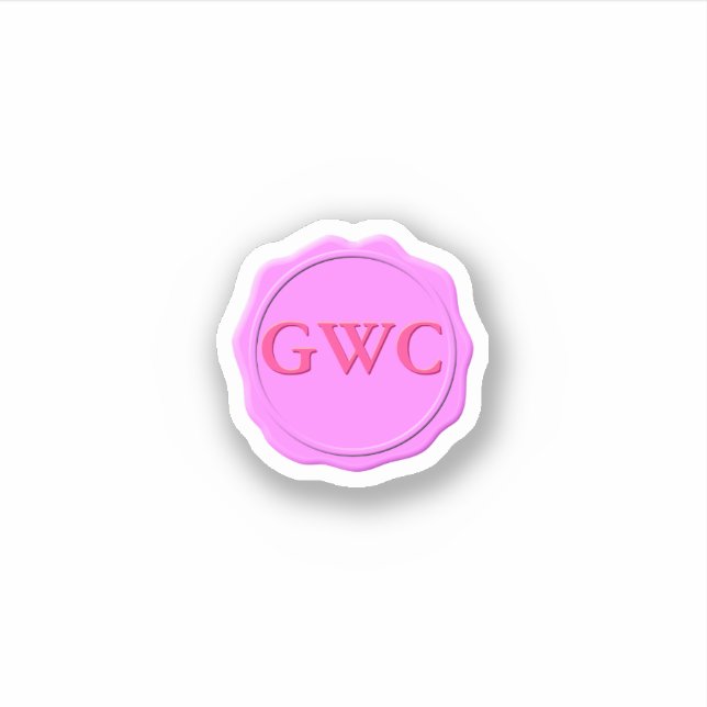 Sticker Faux Pink Wax Seal Monogramme personnalisé (Devant)