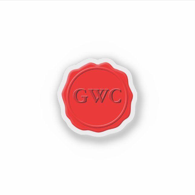 Sticker Faux Red Wax Seal Monogramme personnalisé (Devant)