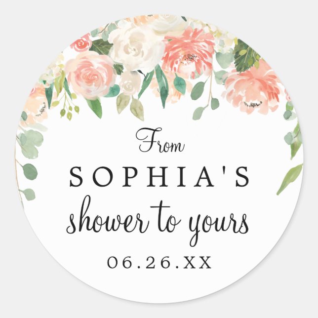 Sticker Faveur Arrondi - Jolie Pêche (Devant)