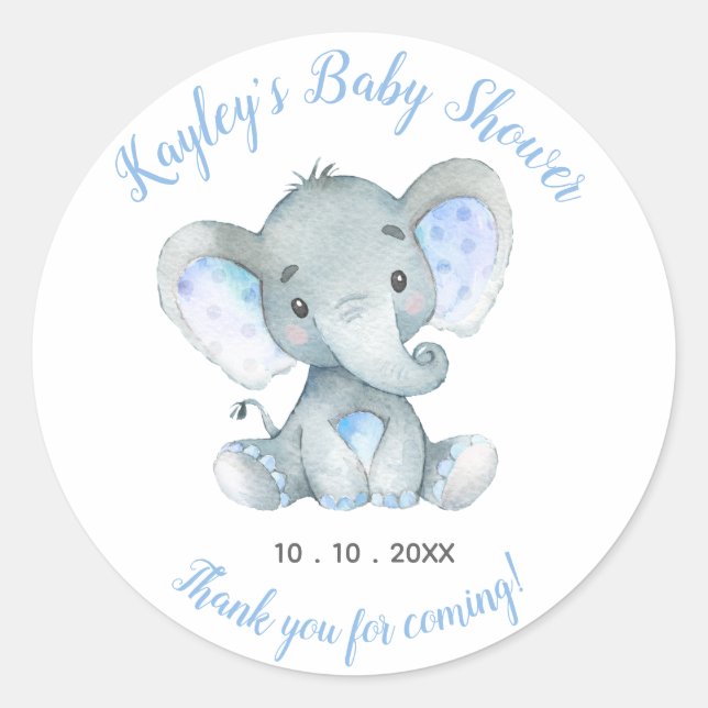 Sticker Faveur Baby shower éléphant (Devant)