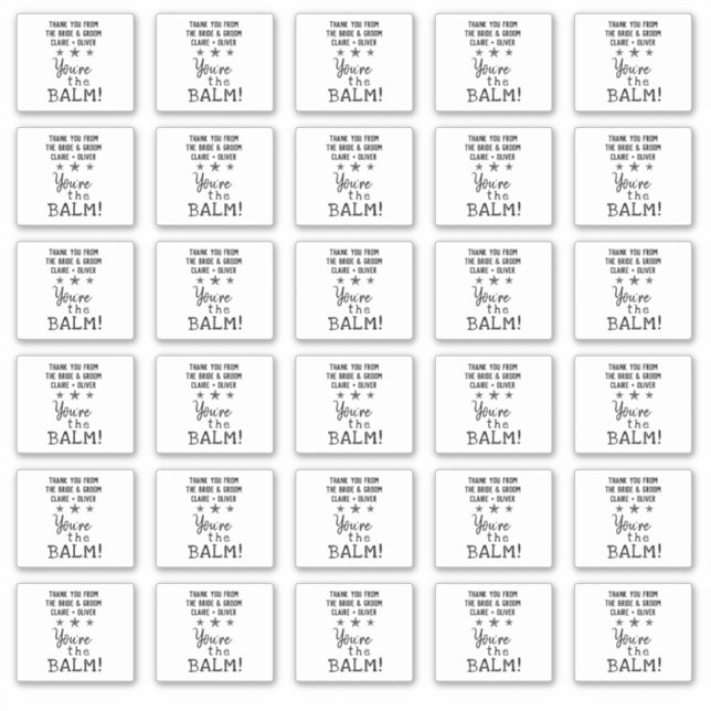 Sticker Faveur de mariage | Vous êtes le Balm Cute Custom  (Devant)