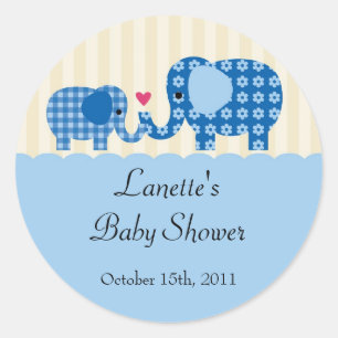 Sticker Faveur pour maman et bébé garçon éléphant