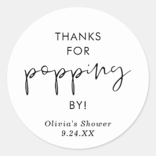 Sticker Favor Boho Popcorn, Merci pour Popping By
