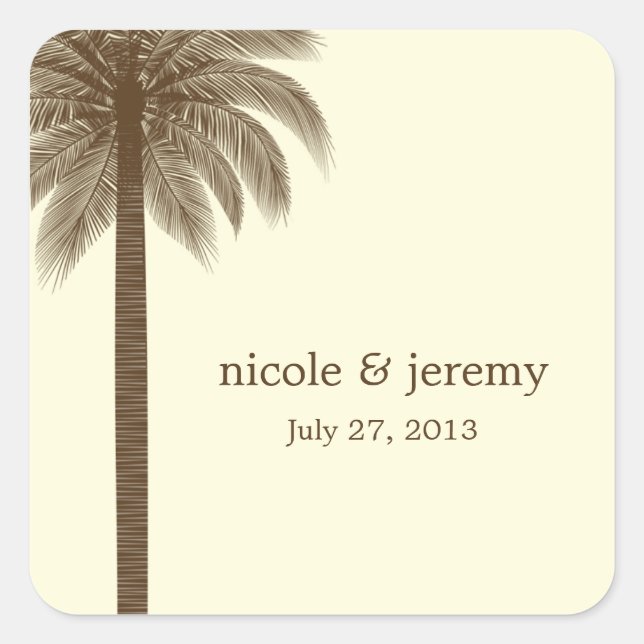 Sticker Favor Palm Beach Wedding - Brown (Devant)