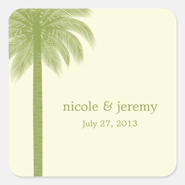 Sticker Favor Palm Beach Wedding - Vert (Devant)