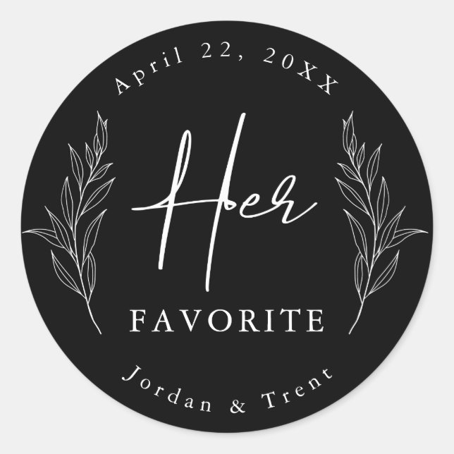 Sticker favori de mariage en noir et blanc (Devant)