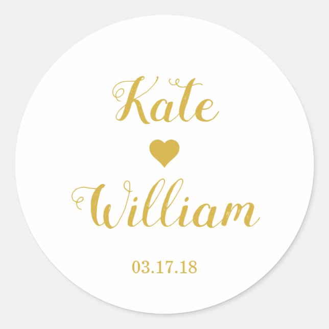 Sticker favori de mariage Gold personnalisé (Devant)