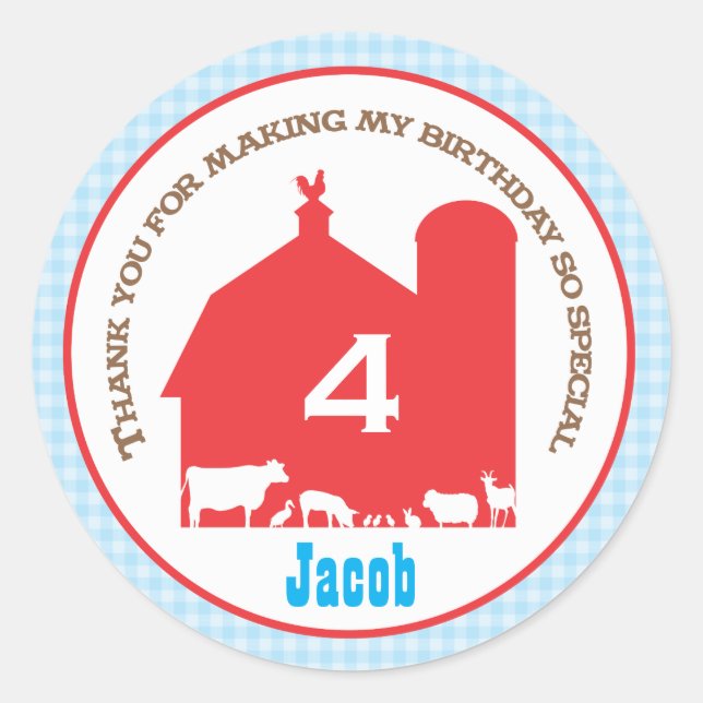 Sticker Favour Anniversaire Barnyard (Devant)